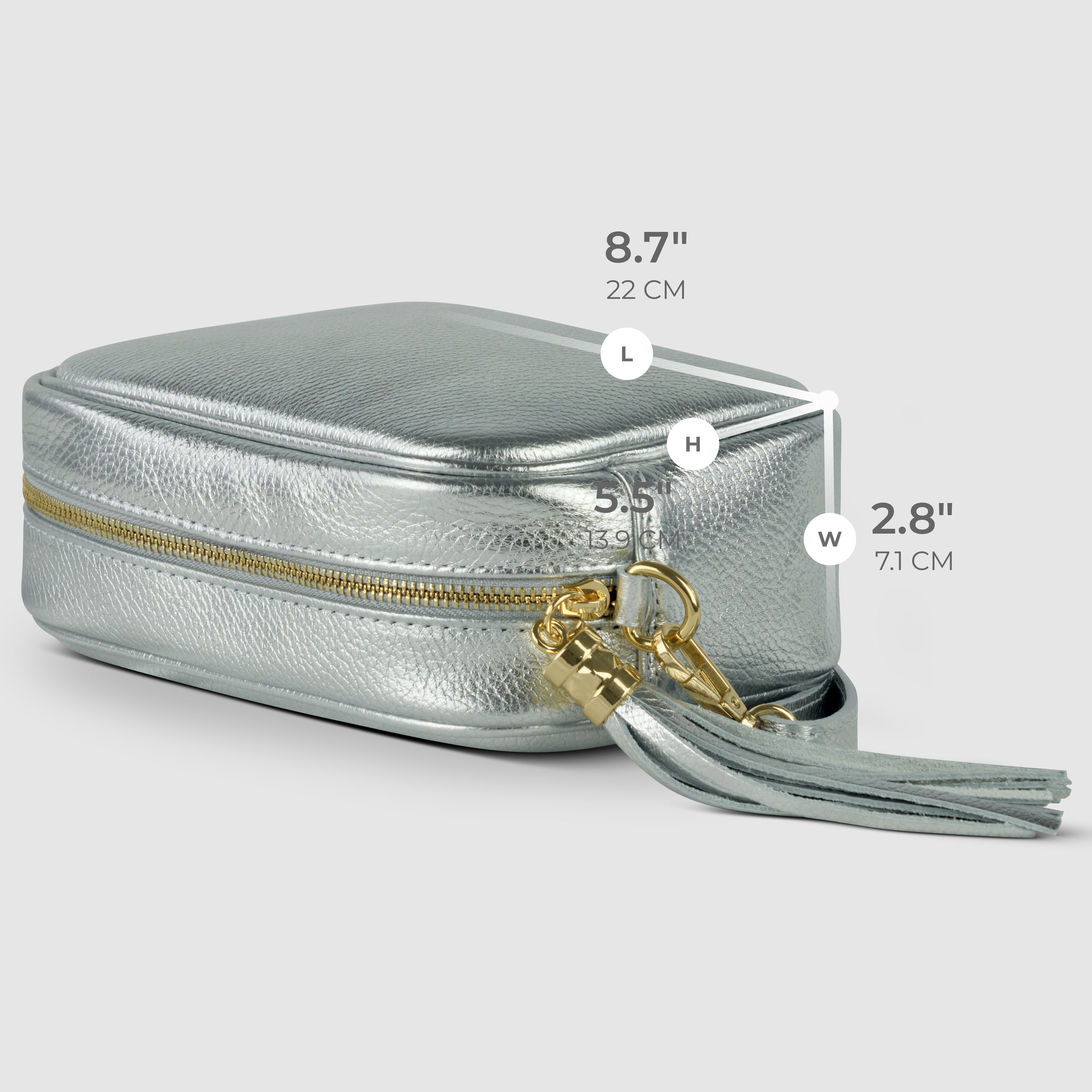 Italian Metallic Full-Grain Leather Crossbody Bag | Napoli - Glamourous Grace