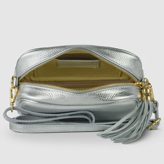 Italian Metallic Full-Grain Leather Crossbody Bag | Napoli - Glamourous Grace