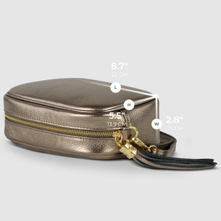 Italian Metallic Full-Grain Leather Crossbody Bag | Napoli - Glamourous Grace
