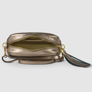 Italian Metallic Full-Grain Leather Crossbody Bag | Napoli - Glamourous Grace