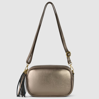 Italian Metallic Full-Grain Leather Crossbody Bag | Napoli - Glamourous Grace