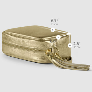 Italian Metallic Full-Grain Leather Crossbody Bag | Napoli - Glamourous Grace