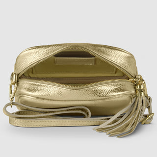 Italian Metallic Full-Grain Leather Crossbody Bag | Napoli - Glamourous Grace