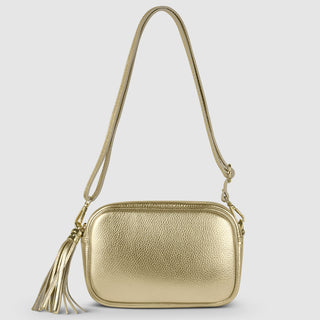 Italian Metallic Full-Grain Leather Crossbody Bag | Napoli - Glamourous Grace