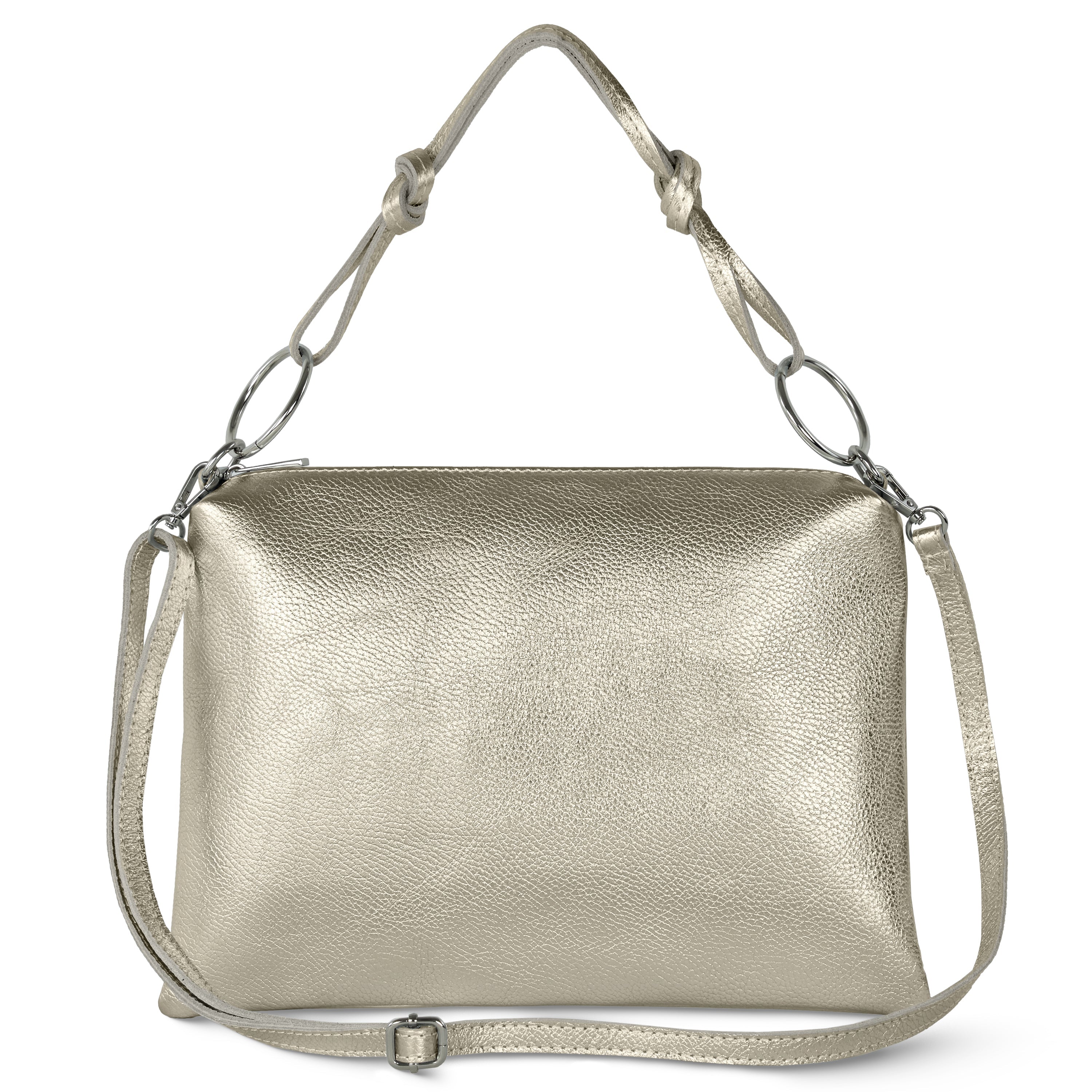 Italian Metallic Full-Grain Leather Shoulder Bag | Prato - Glamourous Grace