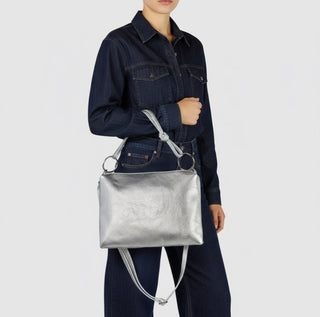Italian Metallic Full-Grain Leather Shoulder Bag | Prato - Glamourous Grace