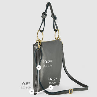 Italian Metallic Full-Grain Leather Shoulder Bag | Prato - Glamourous Grace
