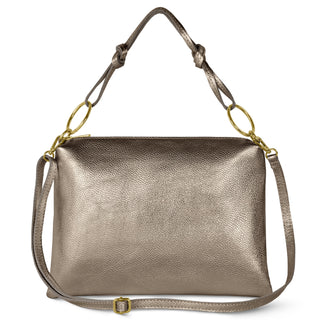 Italian Metallic Full-Grain Leather Shoulder Bag | Prato - Glamourous Grace