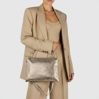 Italian Metallic Full-Grain Leather Shoulder Bag | Prato - Glamourous Grace