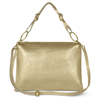 Italian Metallic Full-Grain Leather Shoulder Bag | Prato - Glamourous Grace