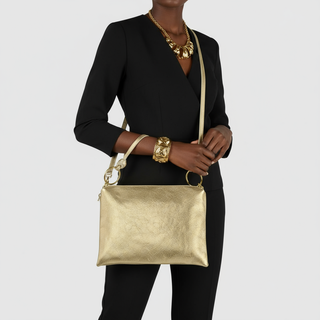 Italian Metallic Full-Grain Leather Shoulder Bag | Prato - Glamourous Grace