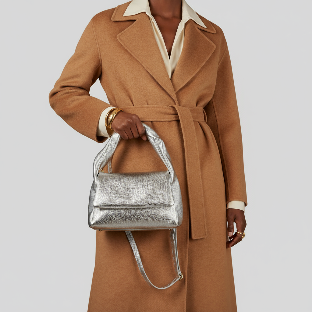 Italian Metallic Full-Grain Leather Top-Handle Bag | Trieste - Glamourous Grace