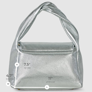 Italian Metallic Full-Grain Leather Top-Handle Bag | Trieste - Glamourous Grace