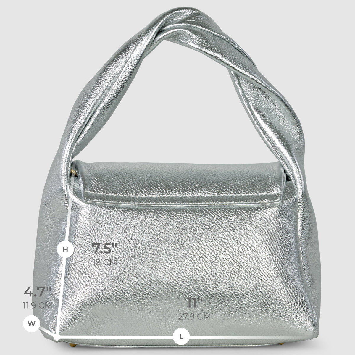 Italian Metallic Full-Grain Leather Top-Handle Bag | Trieste - Glamourous Grace