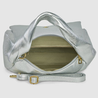 Italian Metallic Full-Grain Leather Top-Handle Bag | Trieste - Glamourous Grace