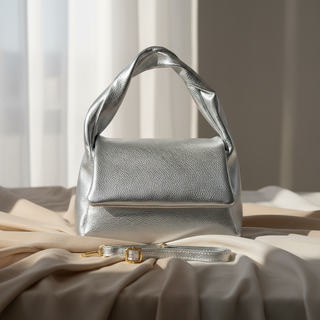 Italian Metallic Full-Grain Leather Top-Handle Bag | Trieste - Glamourous Grace