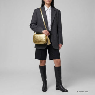 Italian Genuine Metallic Suede Crossbody Bag | Gubbio - Glamourous Grace