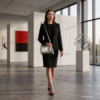 Italian Genuine Metallic Suede Crossbody Bag | Gubbio - Glamourous Grace