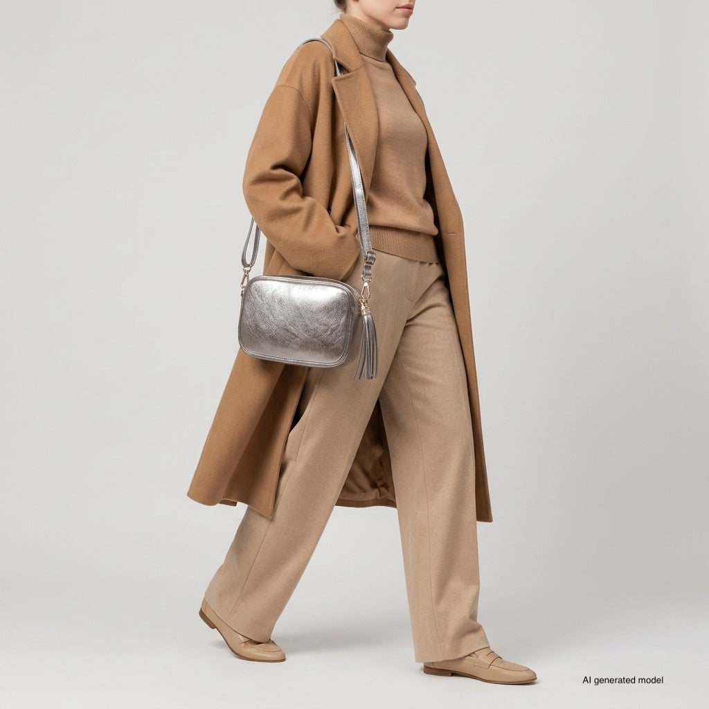 Italian Genuine Metallic Suede Crossbody Bag | Gubbio - Glamourous Grace