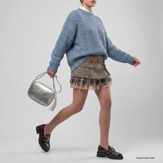 Italian Genuine Metallic Suede Crossbody Bag | Gubbio - Glamourous Grace
