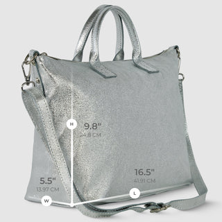 Italian Genuine Metallic Suede Top-Handle Bag | Padova - Glamourous Grace