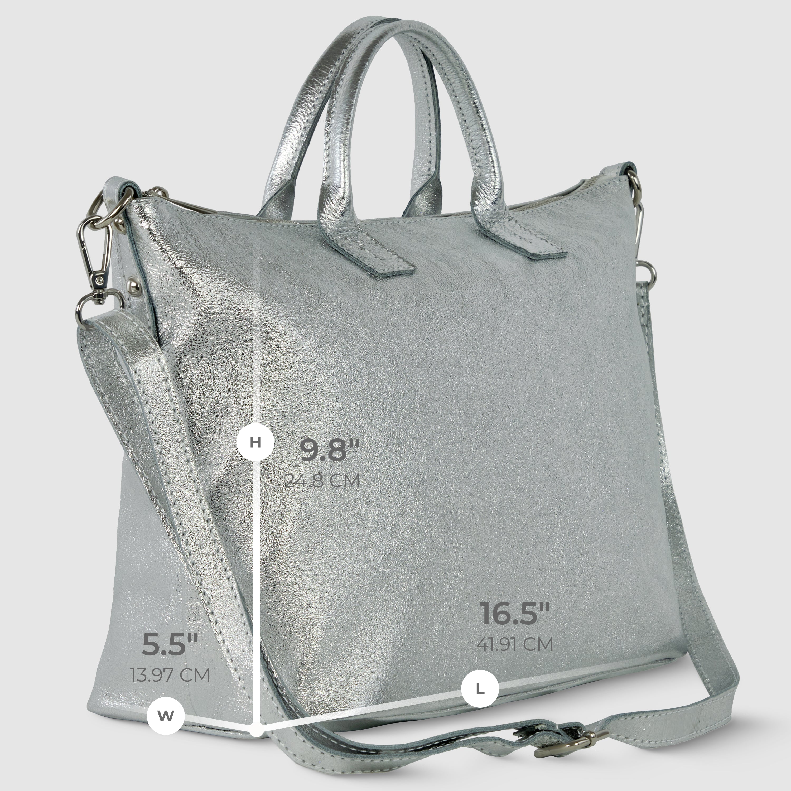 Italian Genuine Metallic Suede Top-Handle Bag | Padova - Glamourous Grace