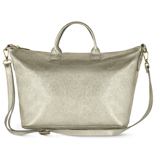 Italian Genuine Metallic Suede Top-Handle Bag | Padova - Glamourous Grace
