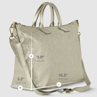 Italian Genuine Metallic Suede Top-Handle Bag | Padova - Glamourous Grace