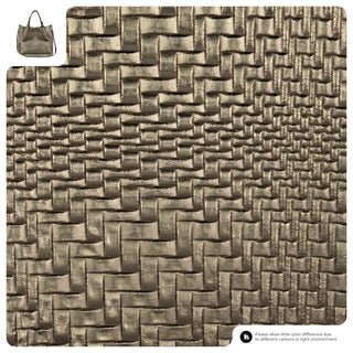 Italian Genuine Basketweave-Embossed Metallic Suede Top-Handle Bag | Imperia - Glamourous Grace