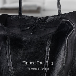 Italian Genuine Metallic Suede Tote Bag | Pisa