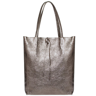 Italian Genuine Metallic Suede Tote Bag | Pisa