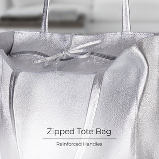 Italian Genuine Metallic Suede Tote Bag | Pisa