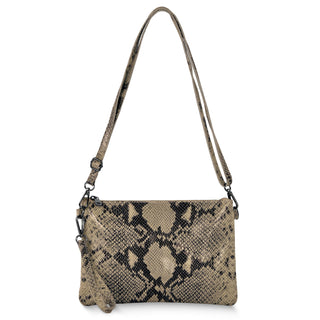 Italian Genuine Python-Print Suede Crossbody Bag | Lecce - Glamourous Grace