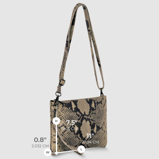 Italian Genuine Python-Print Suede Crossbody Bag | Lecce - Glamourous Grace