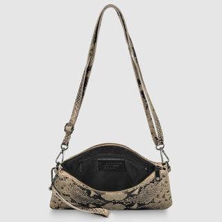 Italian Genuine Python-Print Suede Crossbody Bag | Lecce - Glamourous Grace