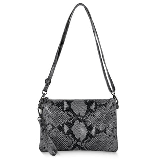 Italian Genuine Python-Print Suede Crossbody Bag | Lecce - Glamourous Grace