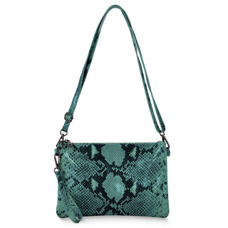 Italian Genuine Python-Print Suede Crossbody Bag | Lecce - Glamourous Grace