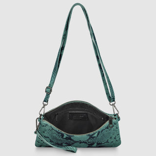 Italian Genuine Python-Print Suede Crossbody Bag | Lecce - Glamourous Grace