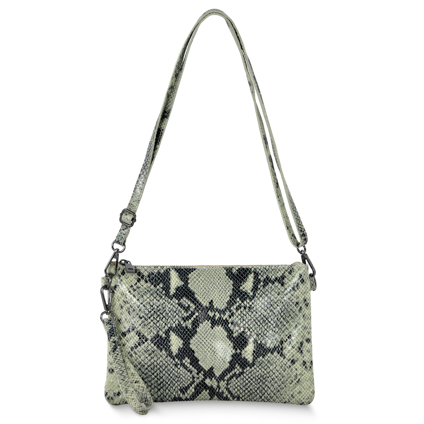 Italian Genuine Python-Print Suede Crossbody Bag | Lecce - Glamourous Grace