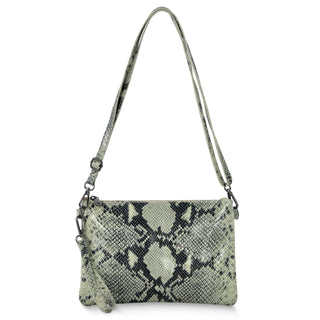 Italian Genuine Python-Print Suede Crossbody Bag | Lecce - Glamourous Grace