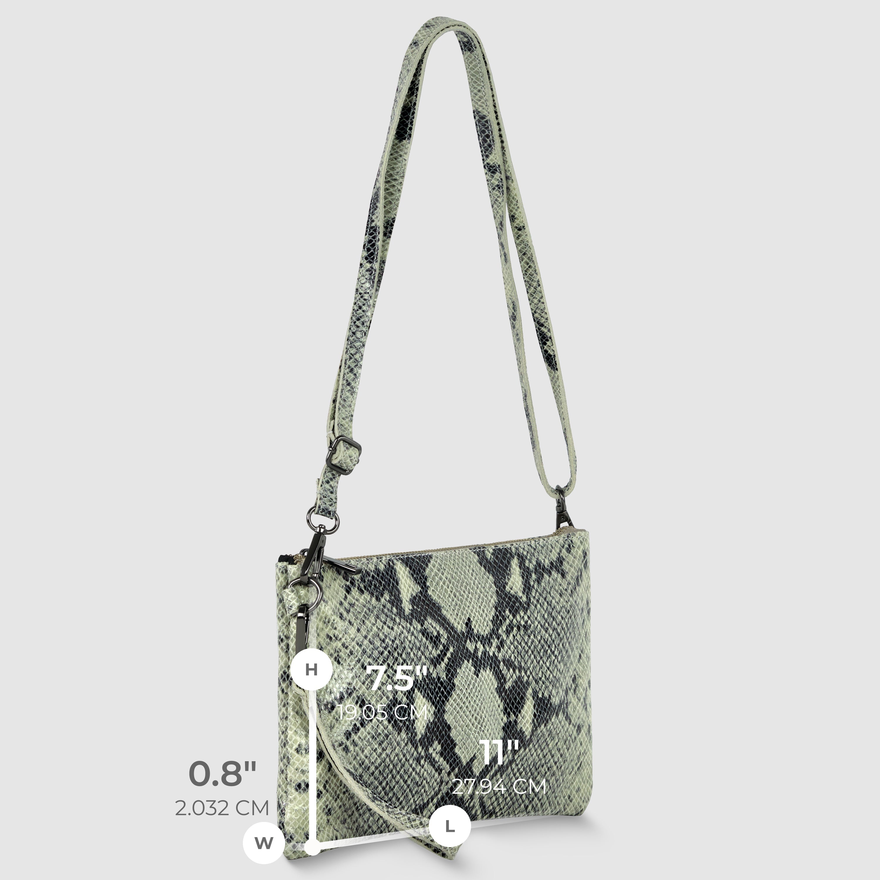 Italian Genuine Python-Print Suede Crossbody Bag | Lecce - Glamourous Grace