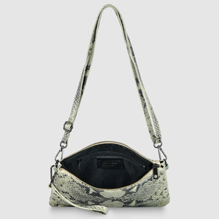 Italian Genuine Python-Print Suede Crossbody Bag | Lecce - Glamourous Grace
