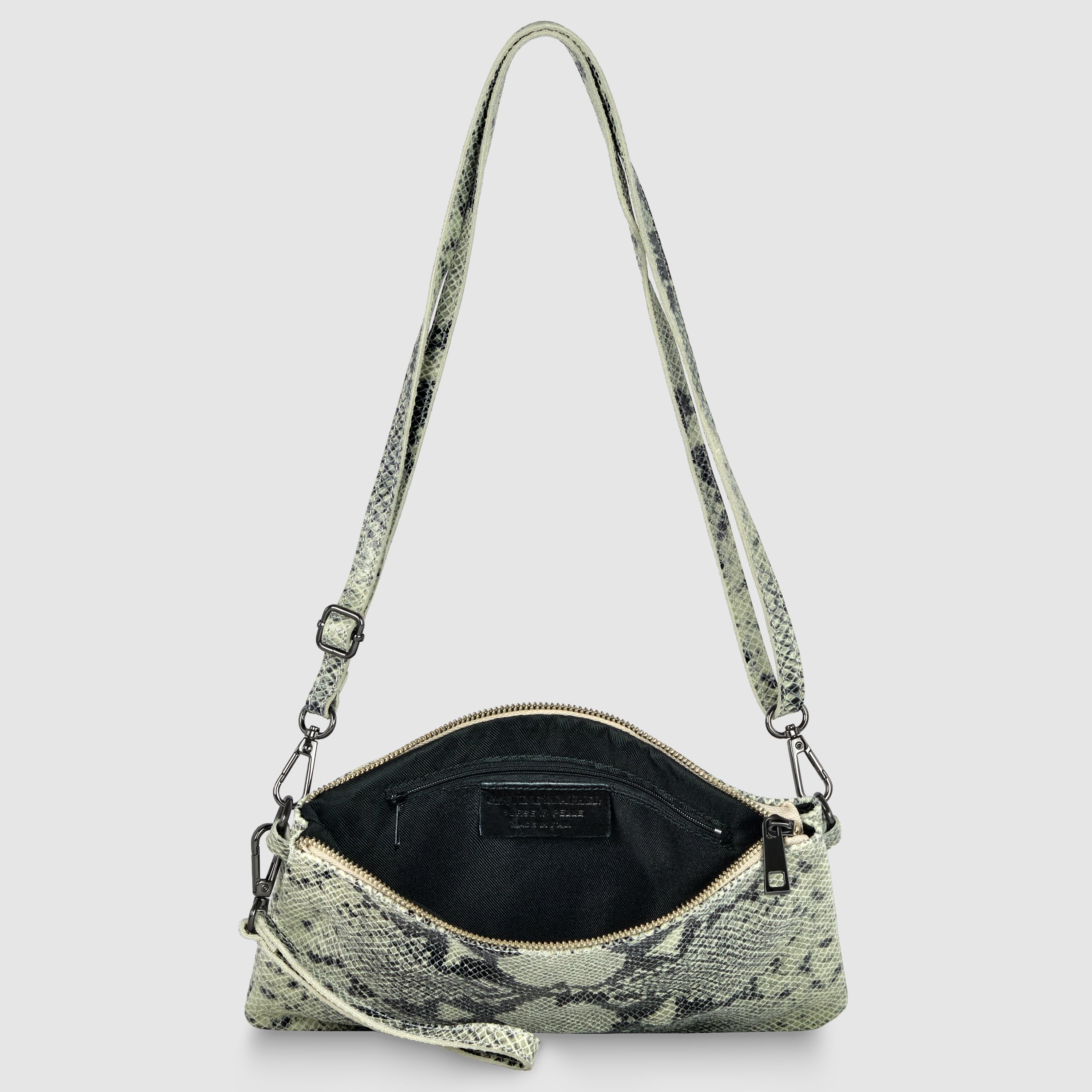 Italian Genuine Python-Print Suede Crossbody Bag | Lecce - Glamourous Grace