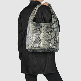 Italian Genuine Python-Print Suede Hobo Bag | Isernia - Glamourous Grace