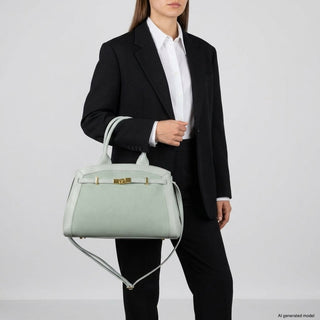 Italian Genuine Suede & Full-Grain Leather Top-Handle Bag | Forlì - Glamourous Grace