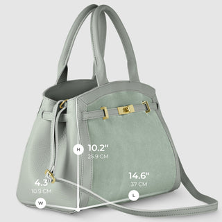 Italian Genuine Suede & Full-Grain Leather Top-Handle Bag | Forlì - Glamourous Grace