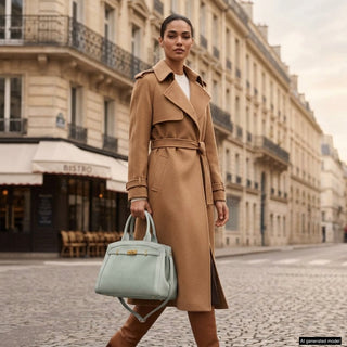 Italian Genuine Suede & Full-Grain Leather Top-Handle Bag | Forlì - Glamourous Grace