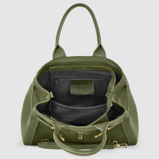 Italian Genuine Suede & Full-Grain Leather Top-Handle Bag | Forlì - Glamourous Grace
