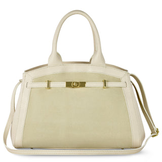 Italian Genuine Suede & Full-Grain Leather Top-Handle Bag | Forlì - Glamourous Grace
