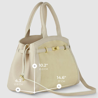 Italian Genuine Suede & Full-Grain Leather Top-Handle Bag | Forlì - Glamourous Grace